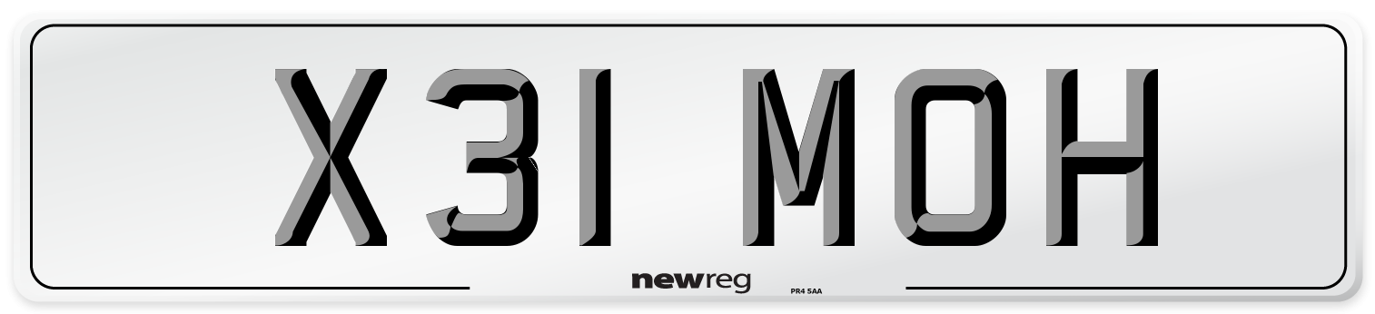 X31 MOH Number Plate from New Reg